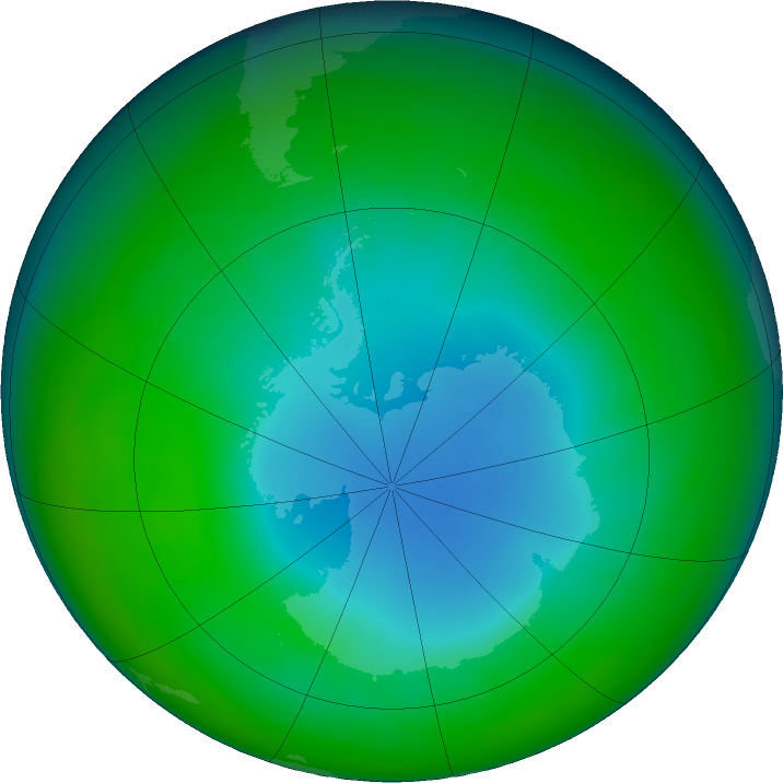 Antarctic ozone map for June 2018